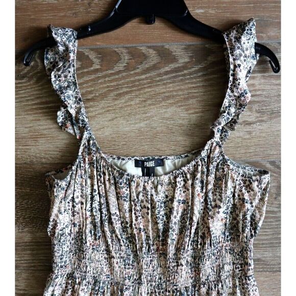 PAIGE 7363J78-6678 Women's Sz L Ecru Multi/Beige Gisella Floral Midi Dress - Picture 5 of 12